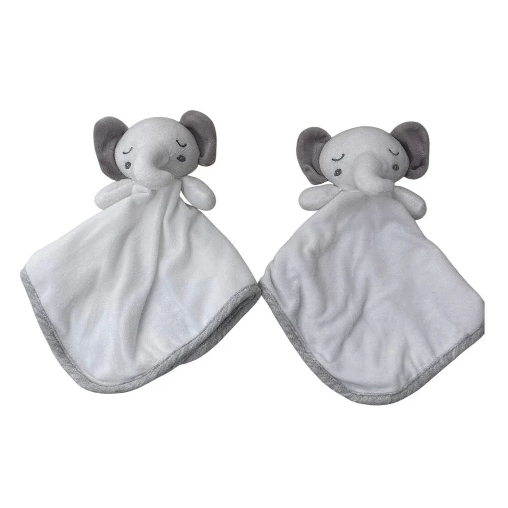 Ningbo Keyar Elephant Security Blanket Plush Lovey Stuffed Animal Lot White Grey